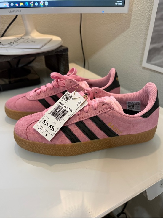 adidas Shoes - Adidas Pink Suede Gazelle ADV Sneakers with Black Stripes and Gum Sole